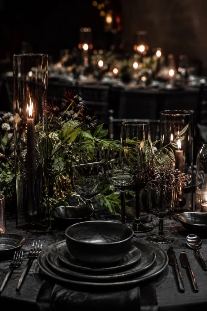 Dark Botanical & Smoke Glass Setting