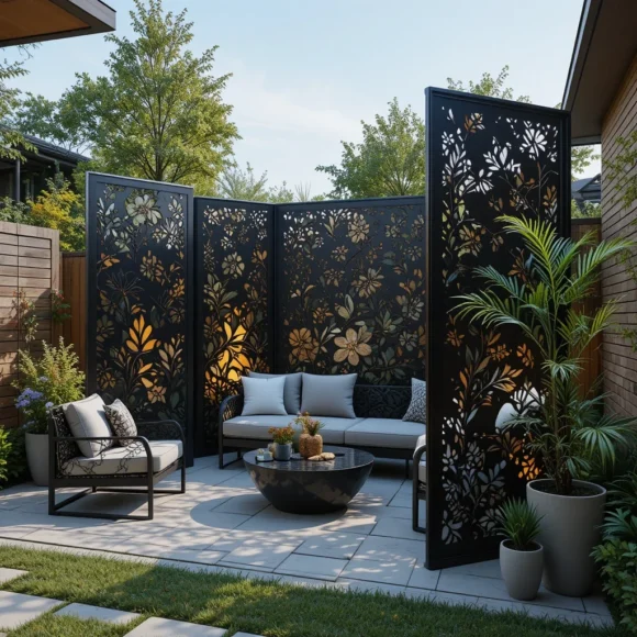 Decorative Laser-Cut Metal Privacy Panels