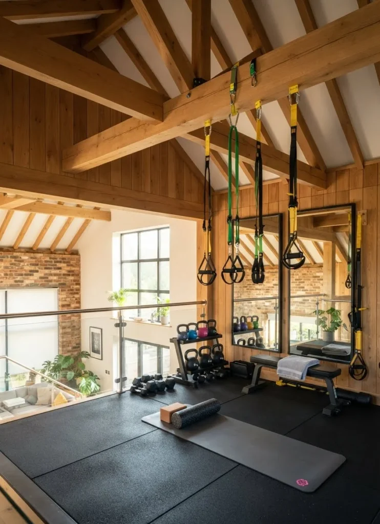 Dedicated Home Gym and Yoga Studio Mezzanine