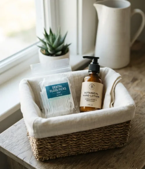 Dental Floss Picks and Hand Lotion