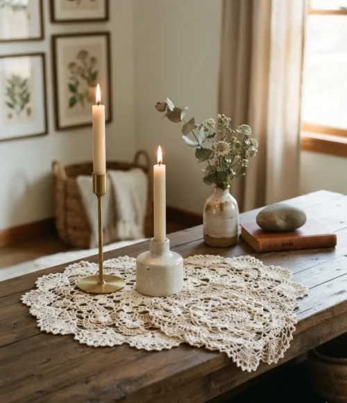 Doilies Layered Under Candles