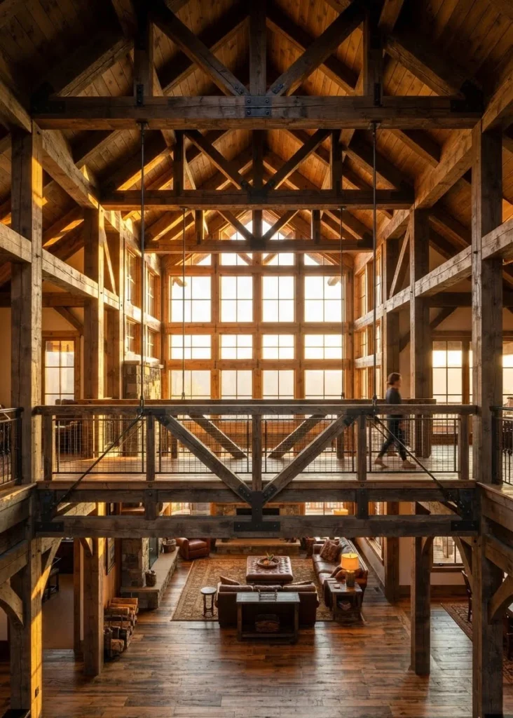 Double-Sided Heavy Timber Truss and Catwalk Bridge