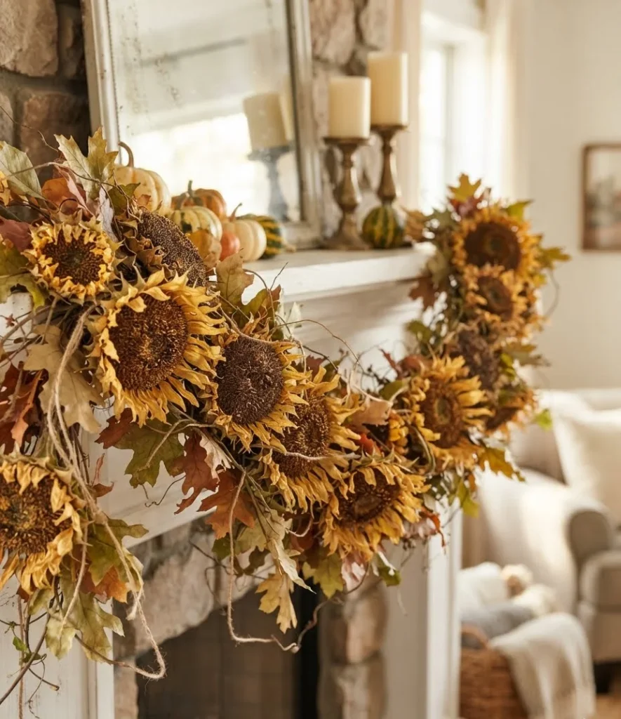 Dried Sunflower Head Garland