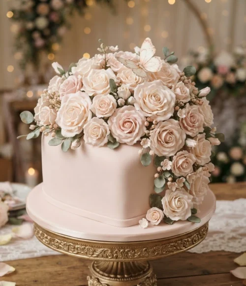 Fairy Tale Rose Dome Heart Cake