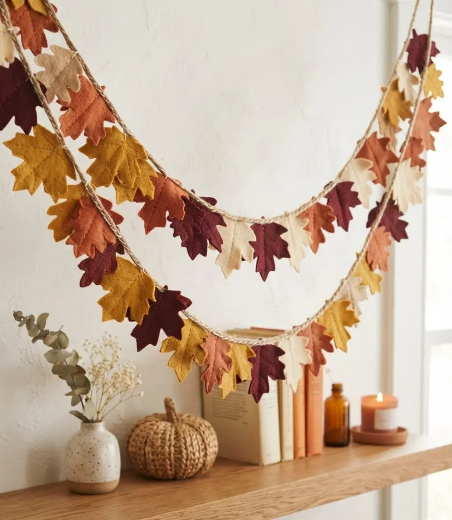 Felt Leaf Sewn Garland