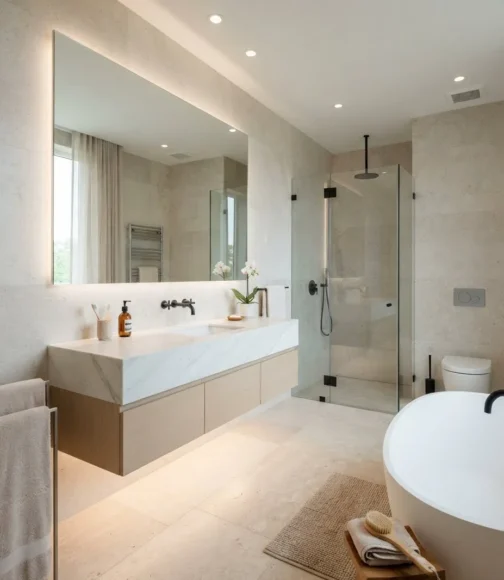 Floating Marble Vanity for a Sleek Look