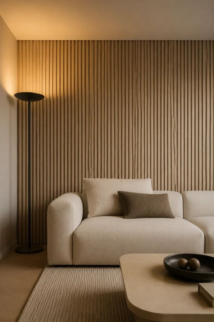Floor-to-Ceiling Vertical Fluted Slat Accent Wall