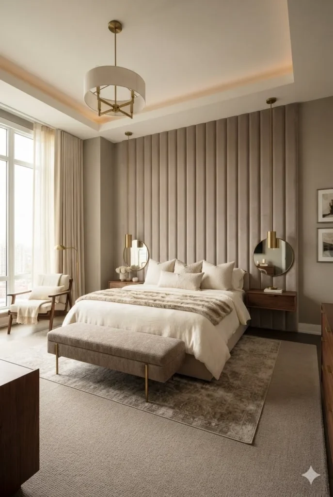 Fluted Fabric Upholstered Panel Wall