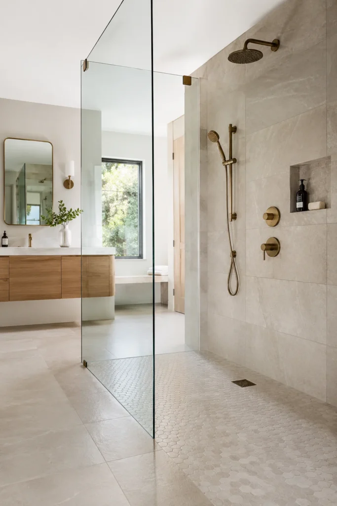 Frameless Glass Walk-In with Curbless Pan