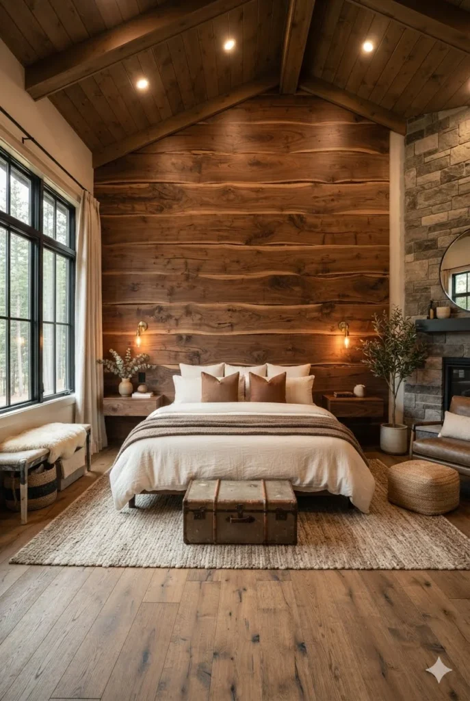 Full Wood Slab Headboard Wall