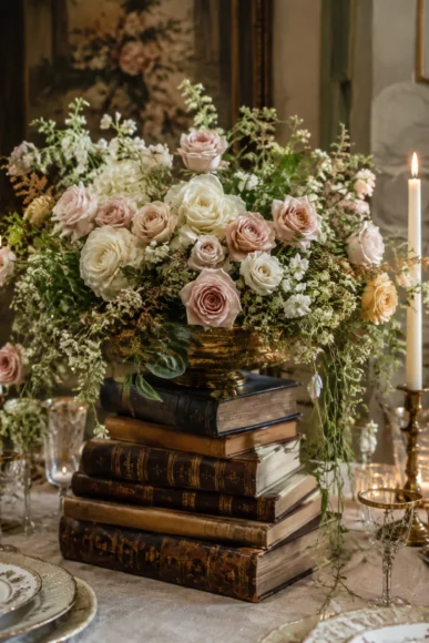 Grand Floral Vintage Book Centerpiece