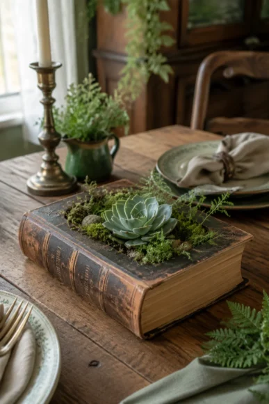Hollowed-Out Book Planter