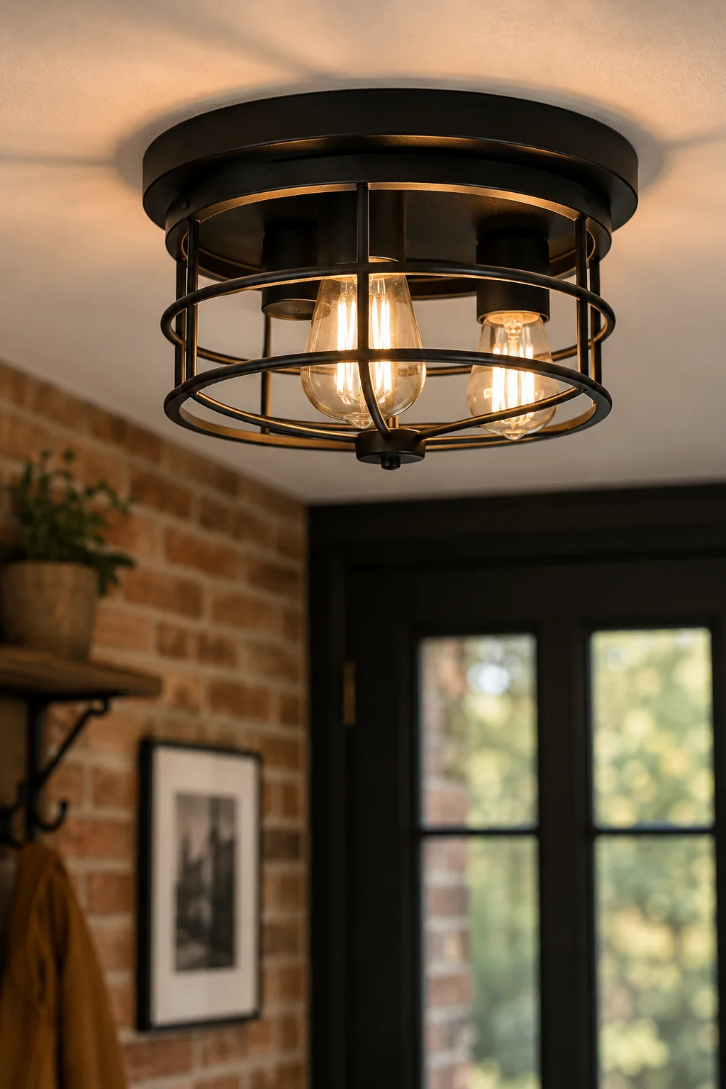 Industrial Caged Disc Flush Mount