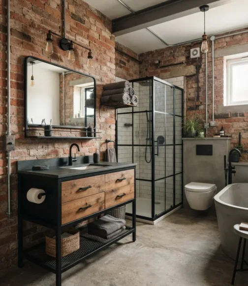 Industrial Style Vanity with Metal Frames
