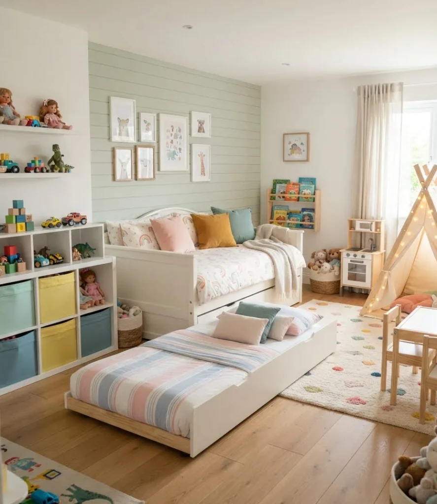 Kids Playroom with Trundle Sleepover Bed