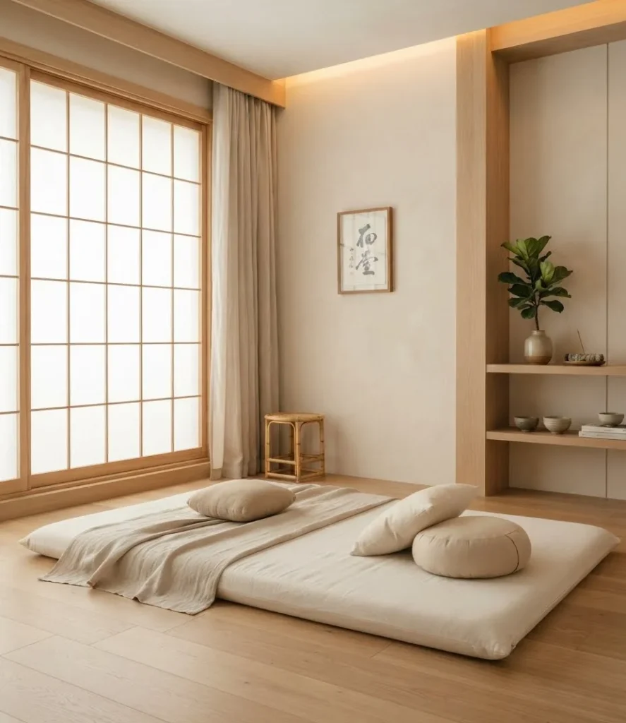 Meditation Room with Minimal Floor Mattress