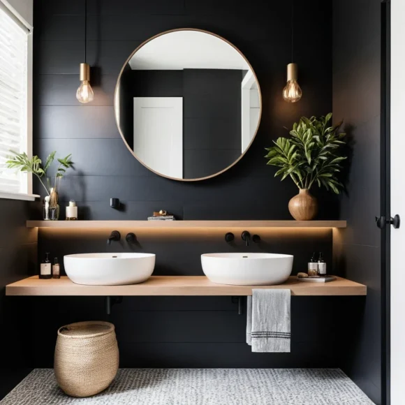 Minimalist Black Vanity with Floating Design