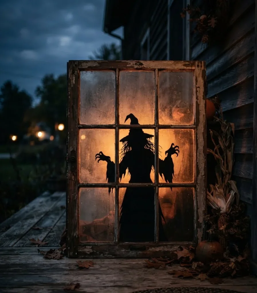 Old Window Frame Haunted Silhouette Display