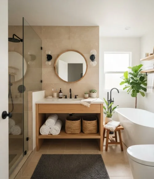 Open Shelf Vanity for Easy Access