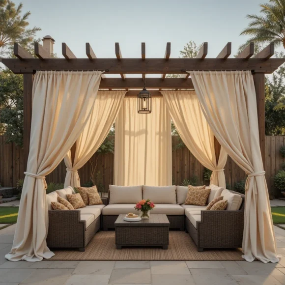 Outdoor Curtains Around a Pergola