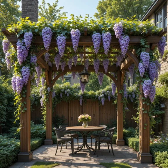Pergola with Climbing Wisteria or Grapevine