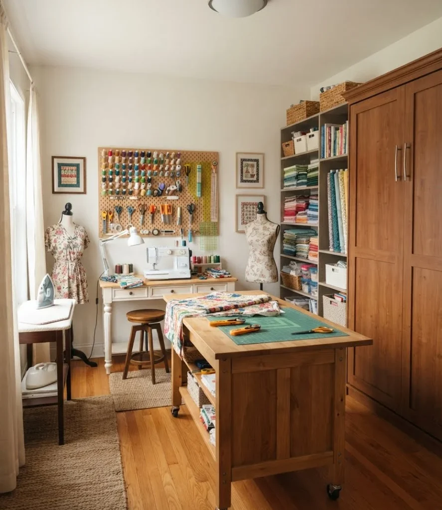 Sewing Room with Foldable Murphy Bed