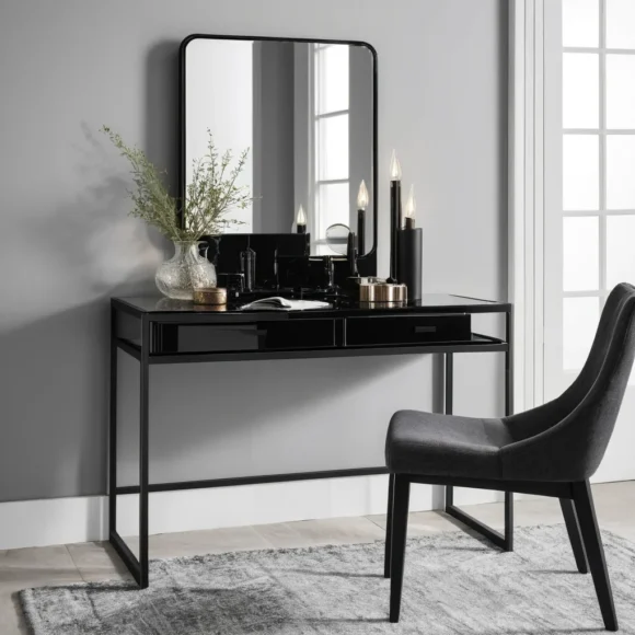 Smoked Glass Top Black Desk