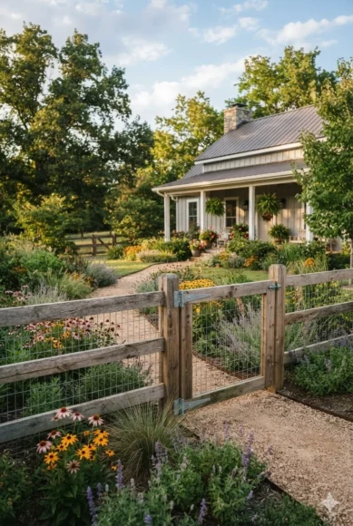 Split-Rail Fence with Wire Backing