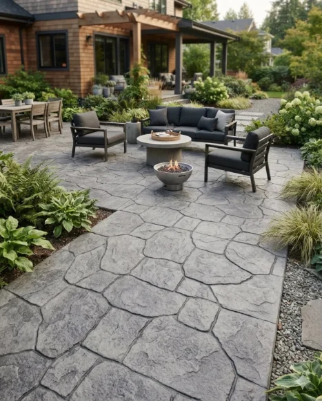 Stamped Grey Flagstone Pattern