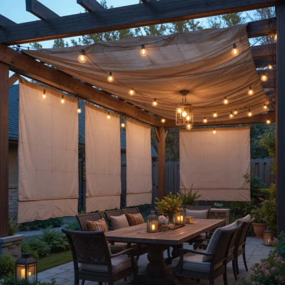 String Lights with Fabric Shade Panels