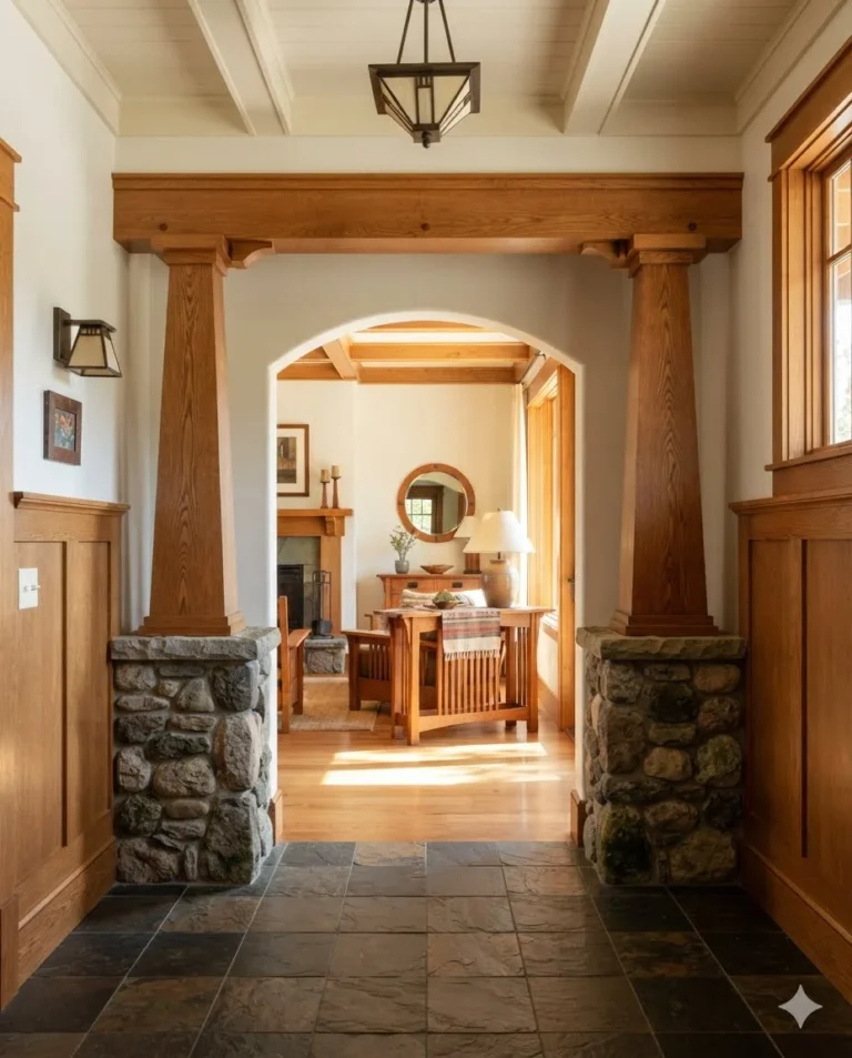 Tapered Column Archway with Stone Pedestal
