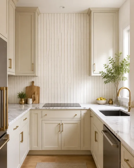 Vertical Stacked Subway Tile Backsplash