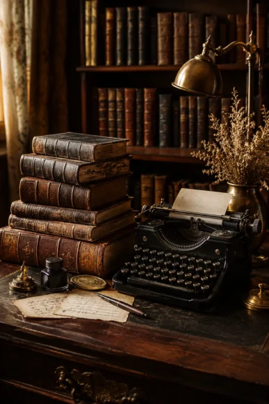 Vintage Book and Typewriter Decor