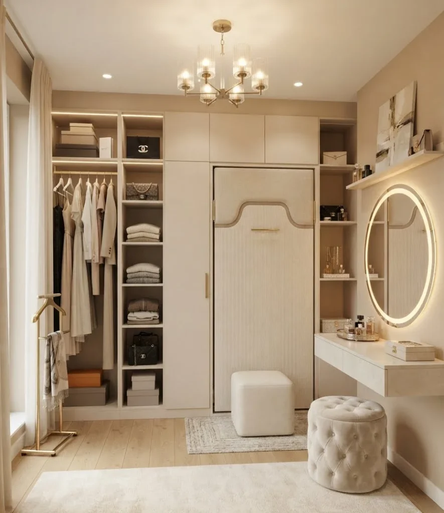 Walk-In Closet and Dressing Room with Fold-Down Bed