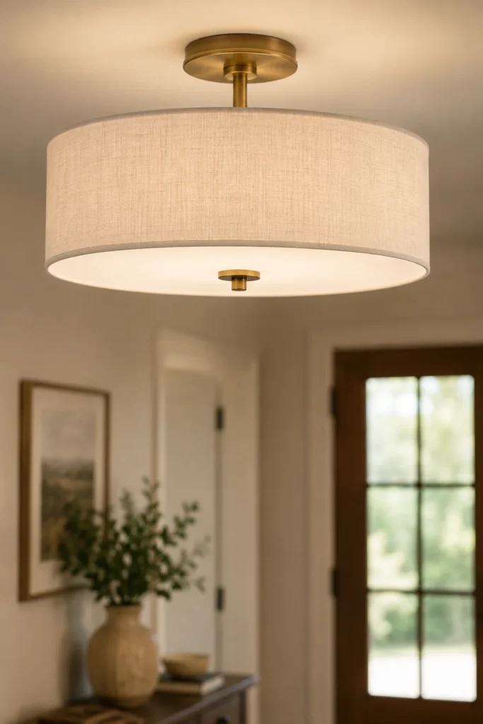 Wide 16-Inch Linen Drum Shade