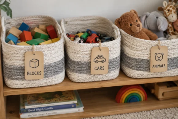Toy Storage Bins with Labels