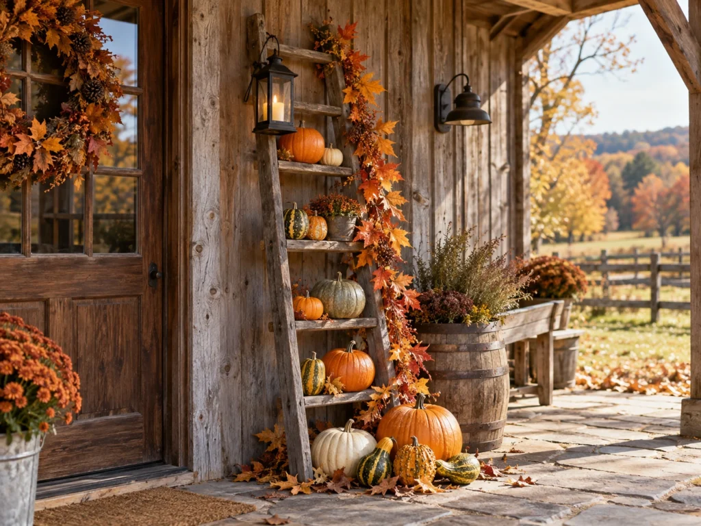 Wooden Ladder with Seasonal Decor