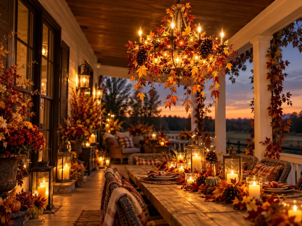Fall-Themed Porch Chandelier