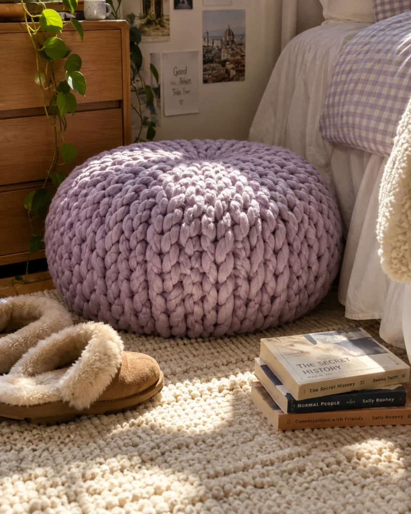 Chunky Lilac Floor Pouf