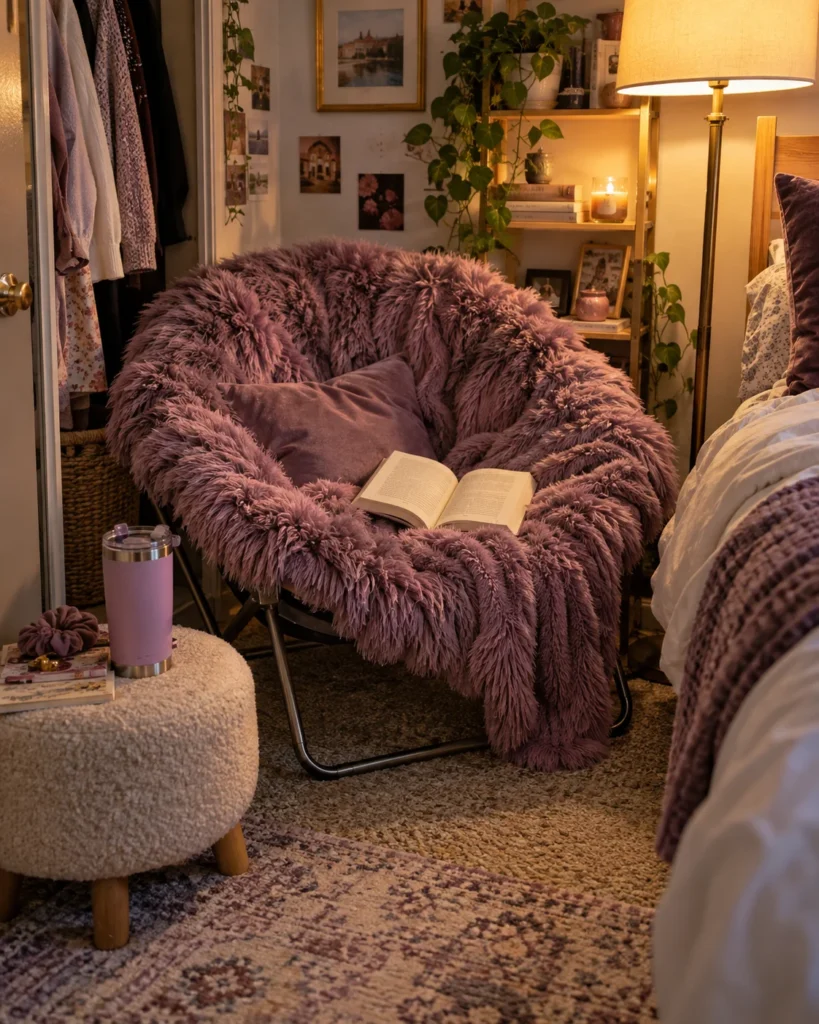 Foldable Mauve Reading Nook Chair
