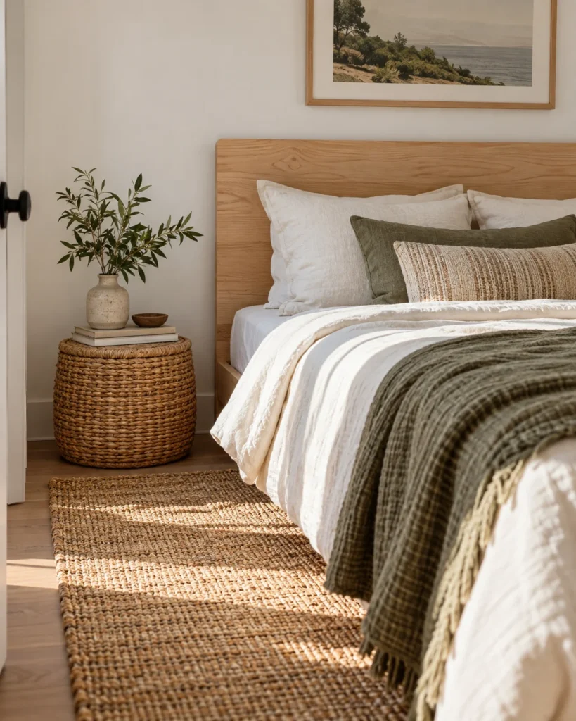 Light Birch & Woven Rattan Accents