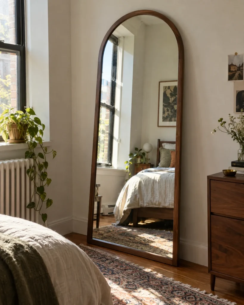 Oversized Leaning Arched Floor Mirror