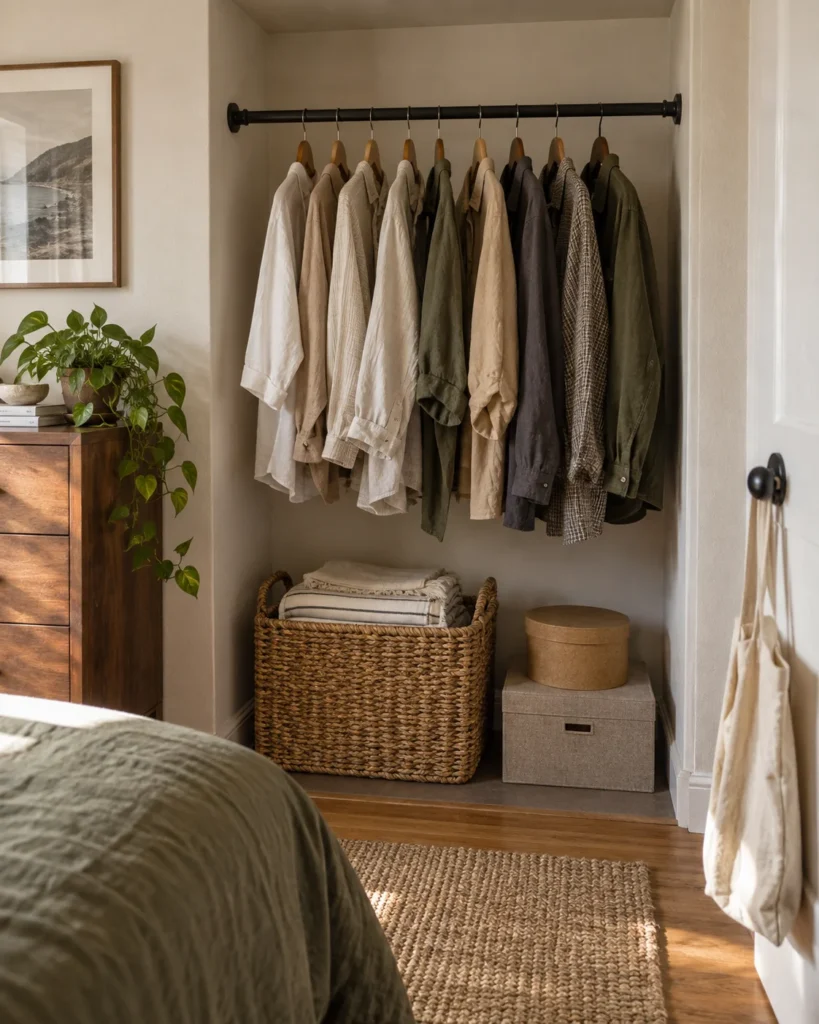 Tension-Rod Open Wardrobe Alcove