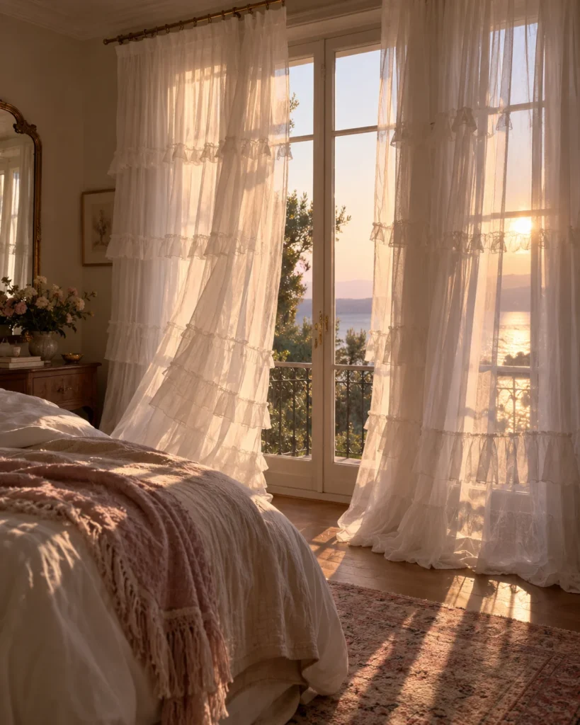 Tiered Ruffle Voile Window Drapes