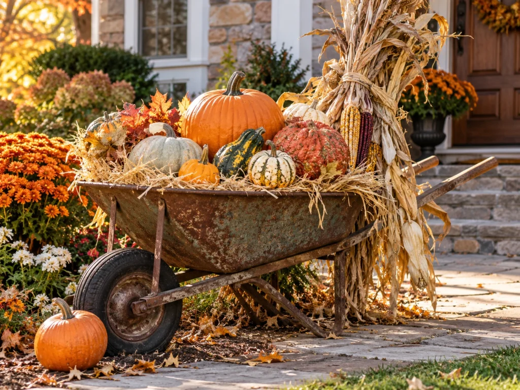 Wheelbarrow Harvest Scene