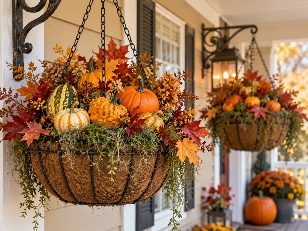 Gourd-Filled Hanging Baskets